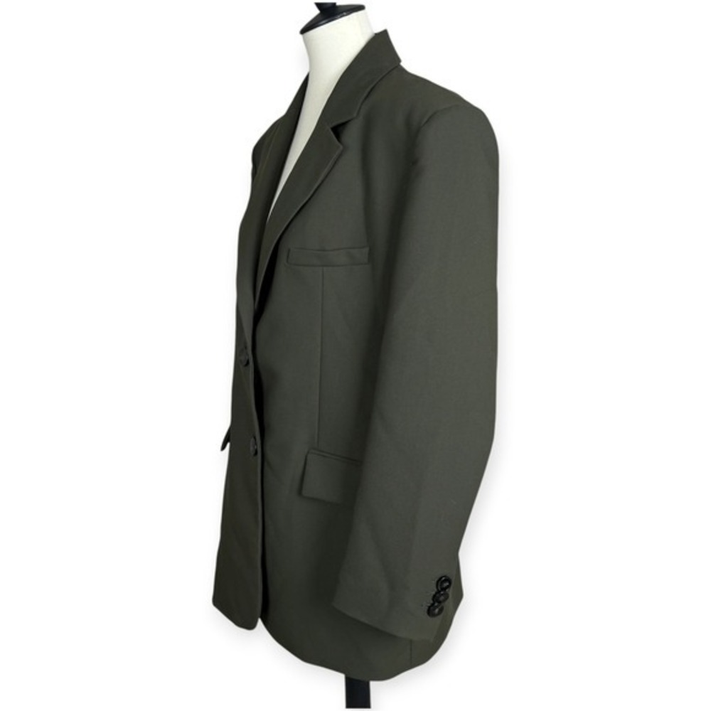 Zara Oversized Mens Inspired Blazer Double Button Front Boyfriend Sz M Green - Picture 2 of 9